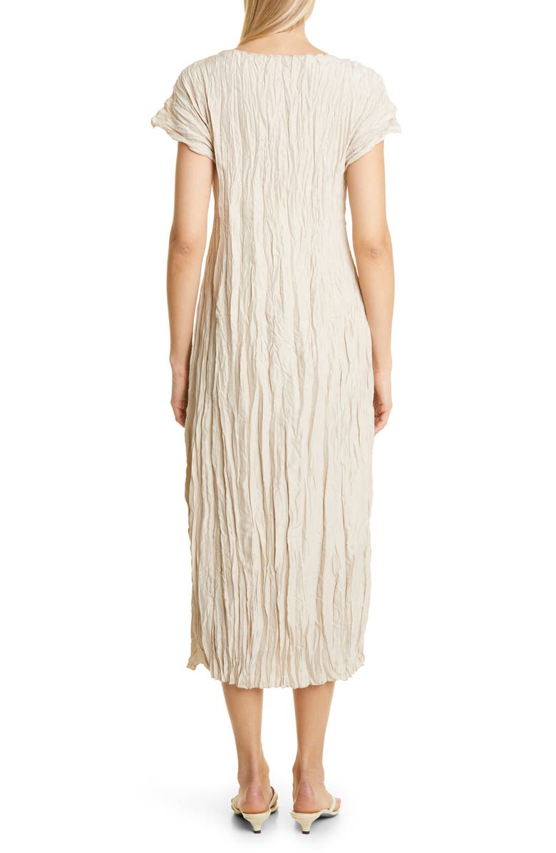 TOTEME Crinkled Cap Sleeve Habutai Silk Midi Dress, Alternate, color,