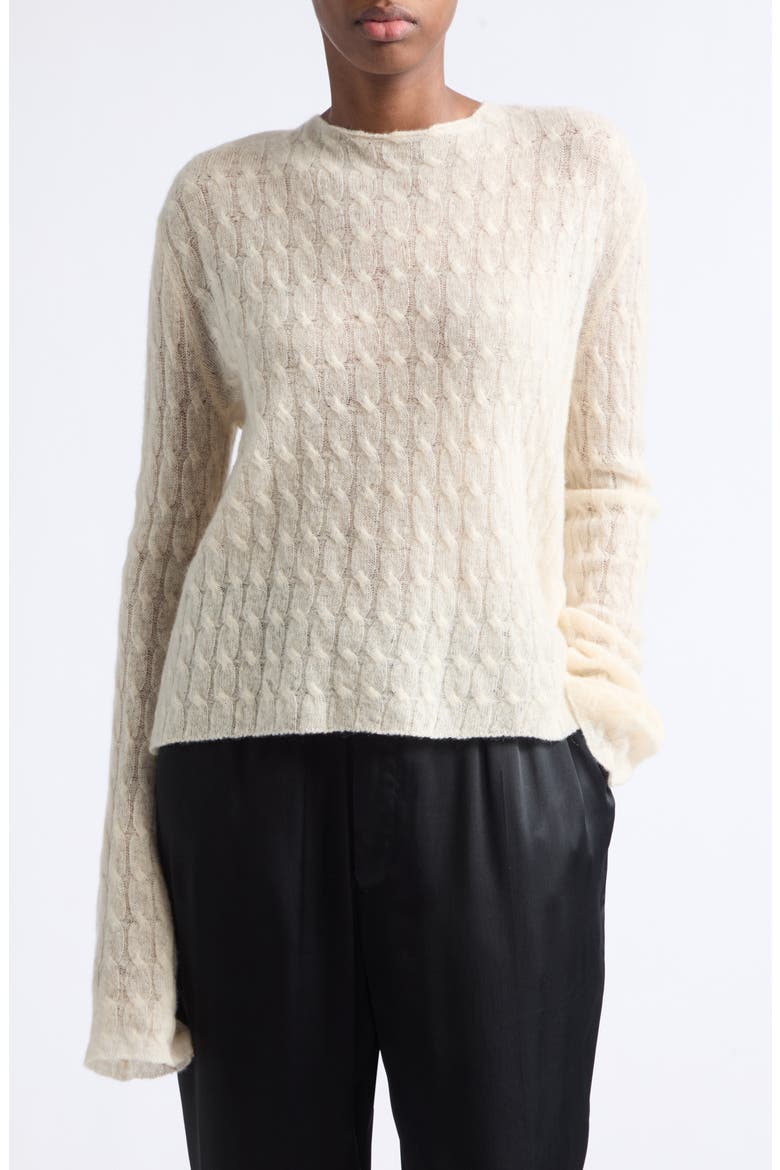 Thin Virgin Wool & Cashmere Sweater, Main, color, ECRU
