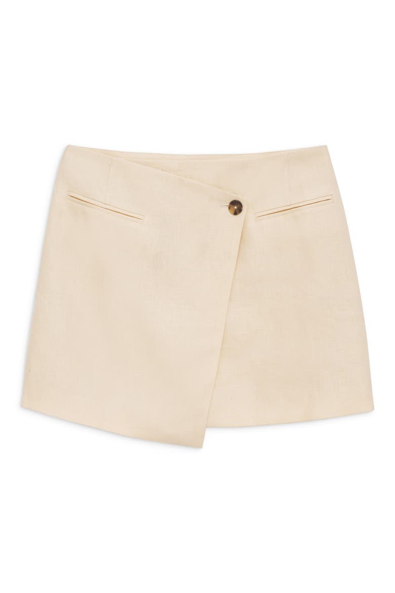 Natalia Linen Wrap Miniskirt, Alternate, color, LIGHT YELLOW LINEN