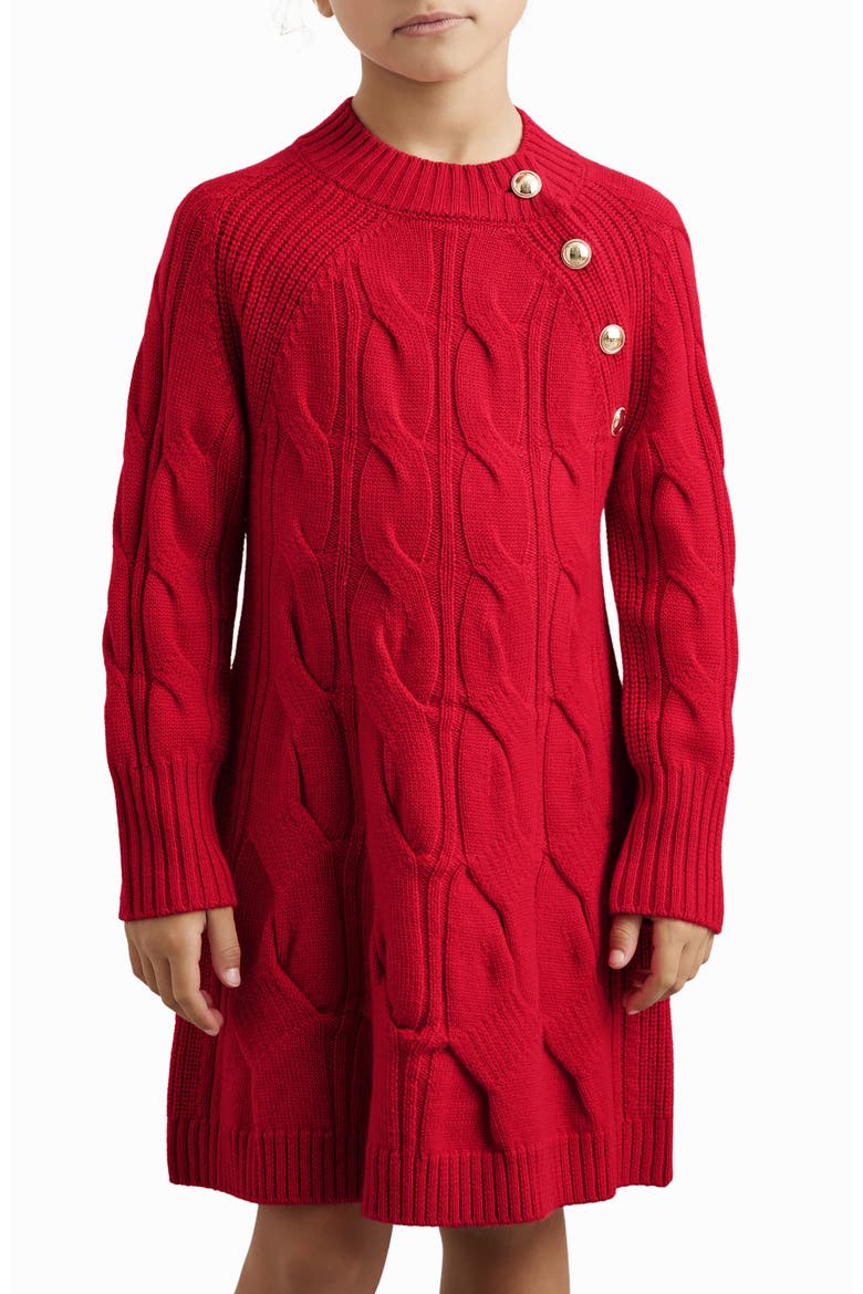 Kids' Harper Long Sleeve Wool Sweater Dress, Alternate, color, RED