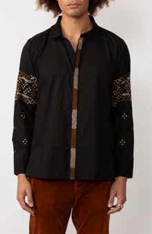Raga Man Stuvan Embroidered Fair Isle Cotton Button-Up Shirt