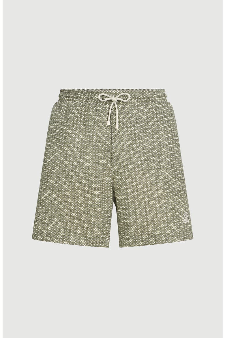 Flower print nylon swim shorts, Main, color, Sage
