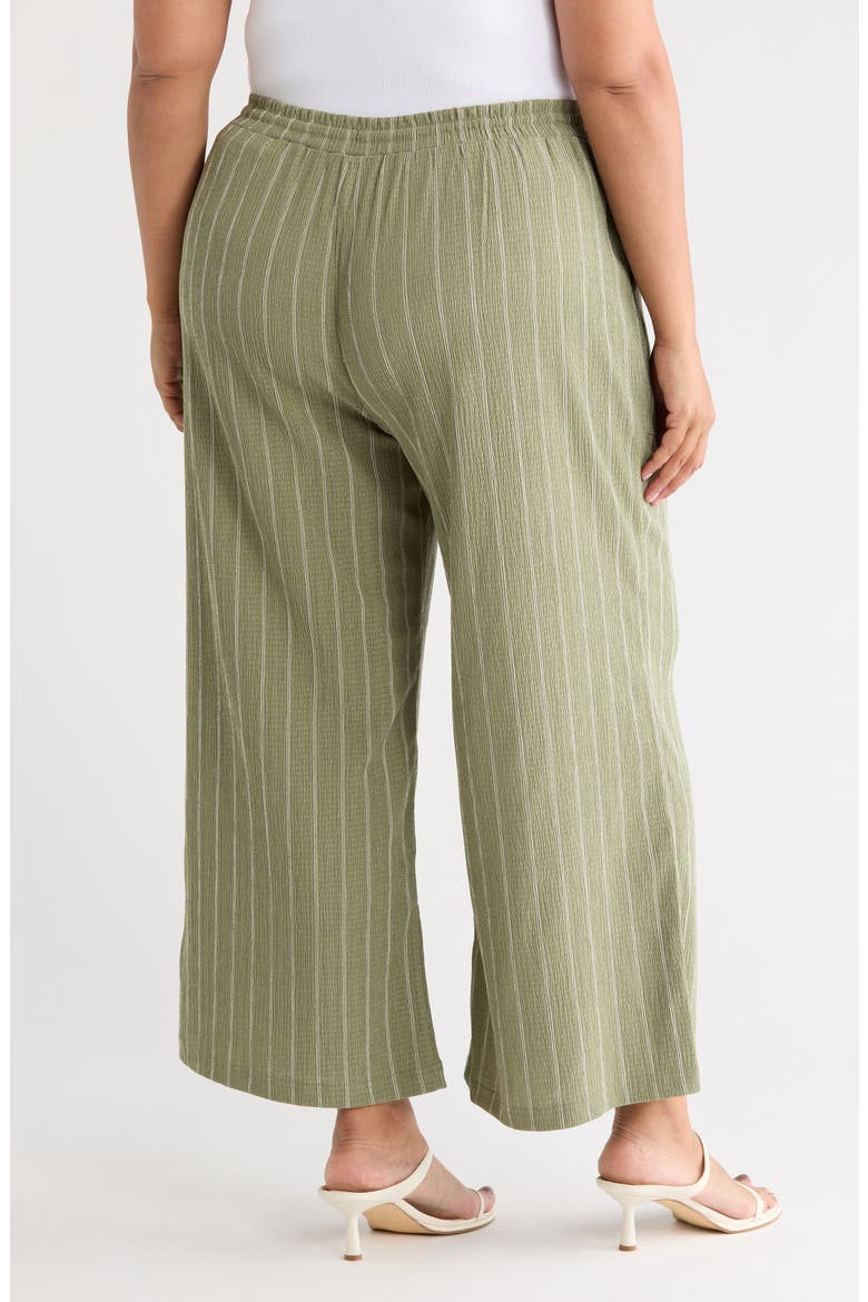 Crinkle Wide Leg Pants, Alternate, color, OLIVE ACORN- IVORY RITA STRIPE