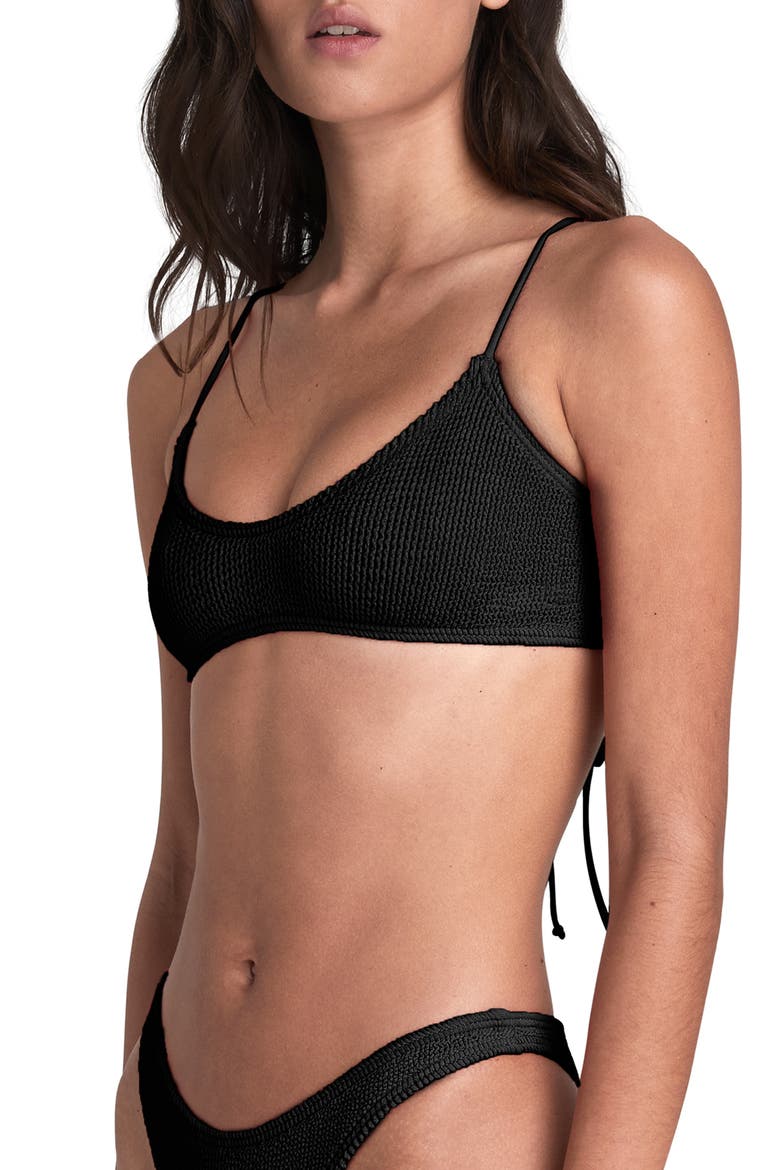 The Selena Rib Bikini Top, Alternate, color, BLACK