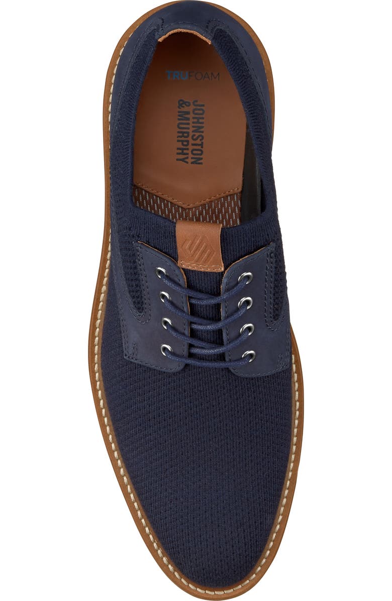 Johnston & Murphy Upton Plain Toe Knit Derby, Alternate, color, Navy