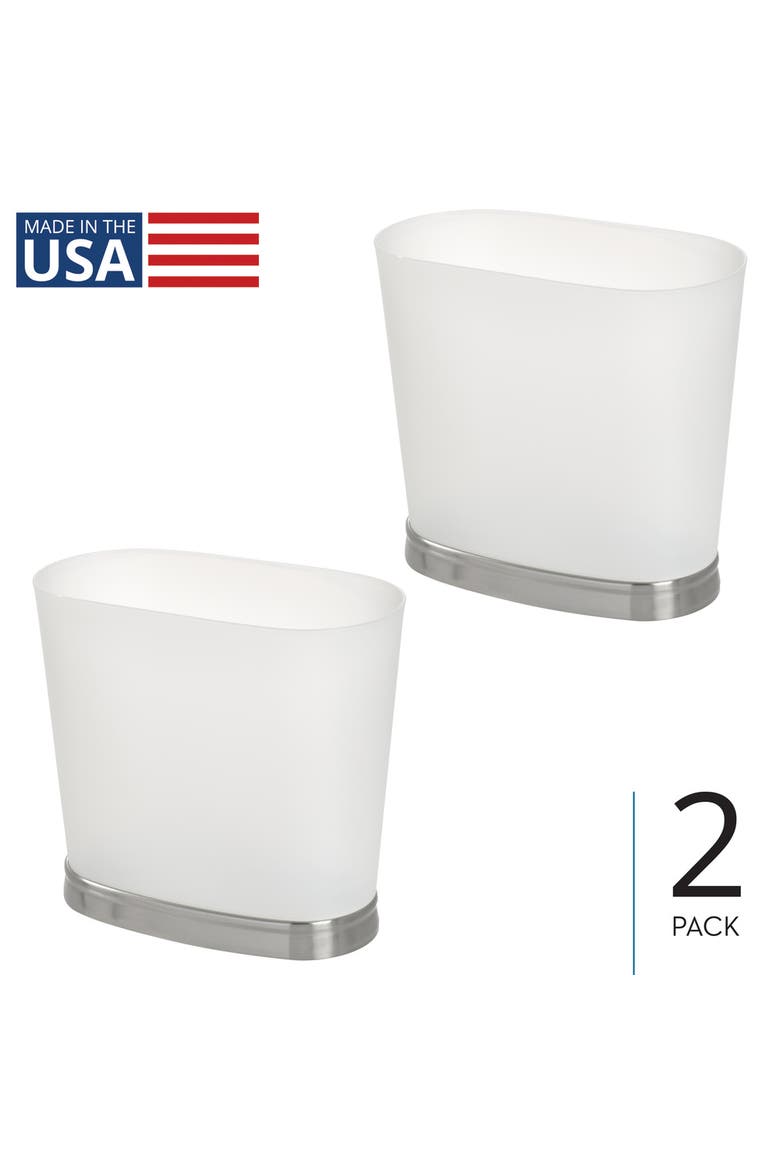 Small Oval Bathroom Trash Can - Set of 2 - Frost/Brushed Nickel, Alternate, color, Frost/Brushed Nickel