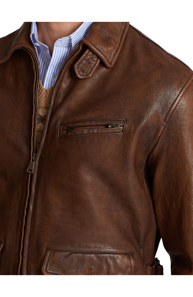 Ralph Lauren Purple Label Hugh Leather Newsboy Jacket, Alternate, color, 