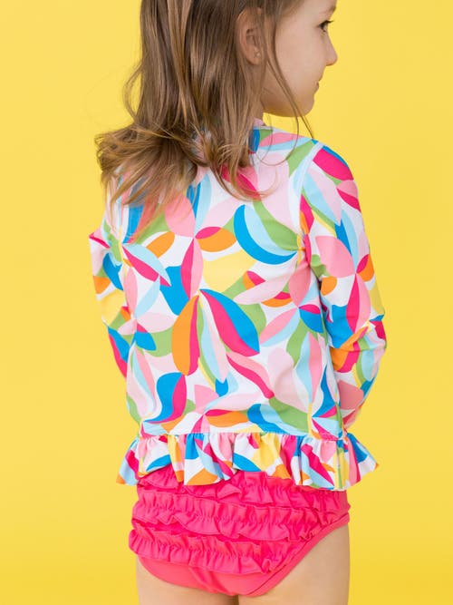 Rufflebutts Girls Upf50+ Long Sleeve Rash Guard Bikini In Multi