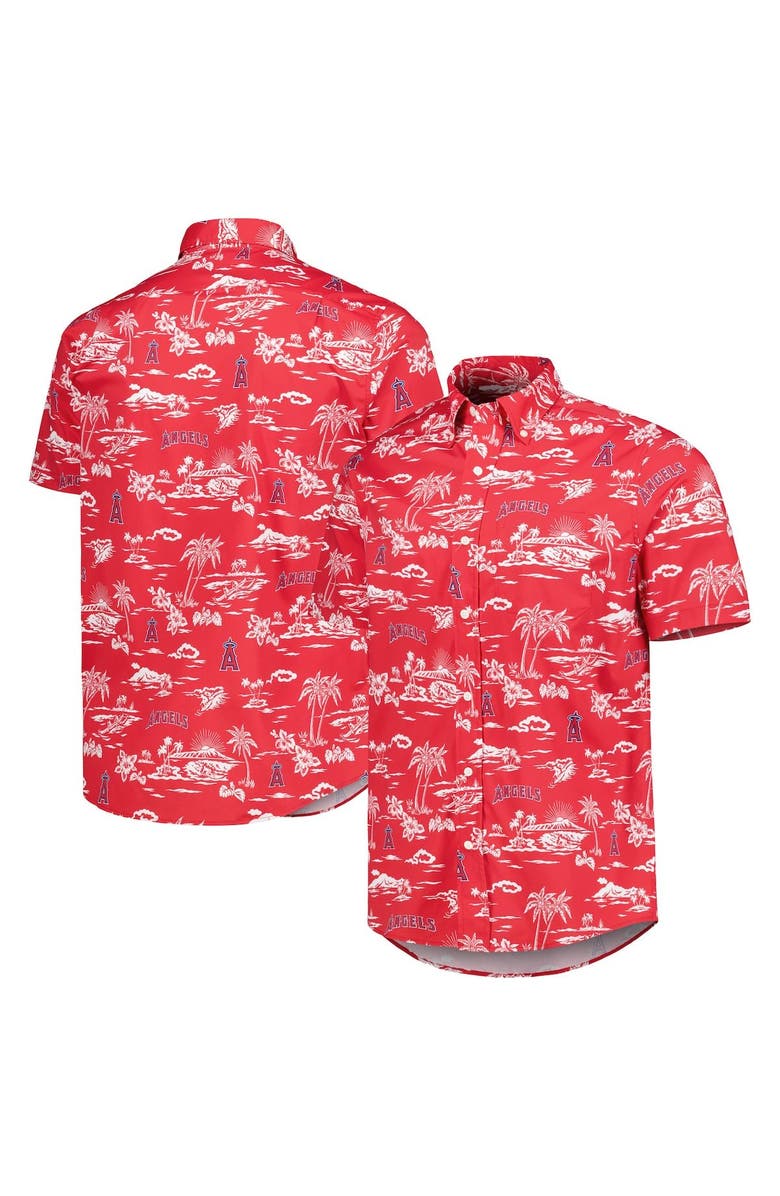 Reyn Spooner Men's Reyn Spooner Red Los Angeles Angels Kekai Performance Button-Up Shirt, Main, color, 