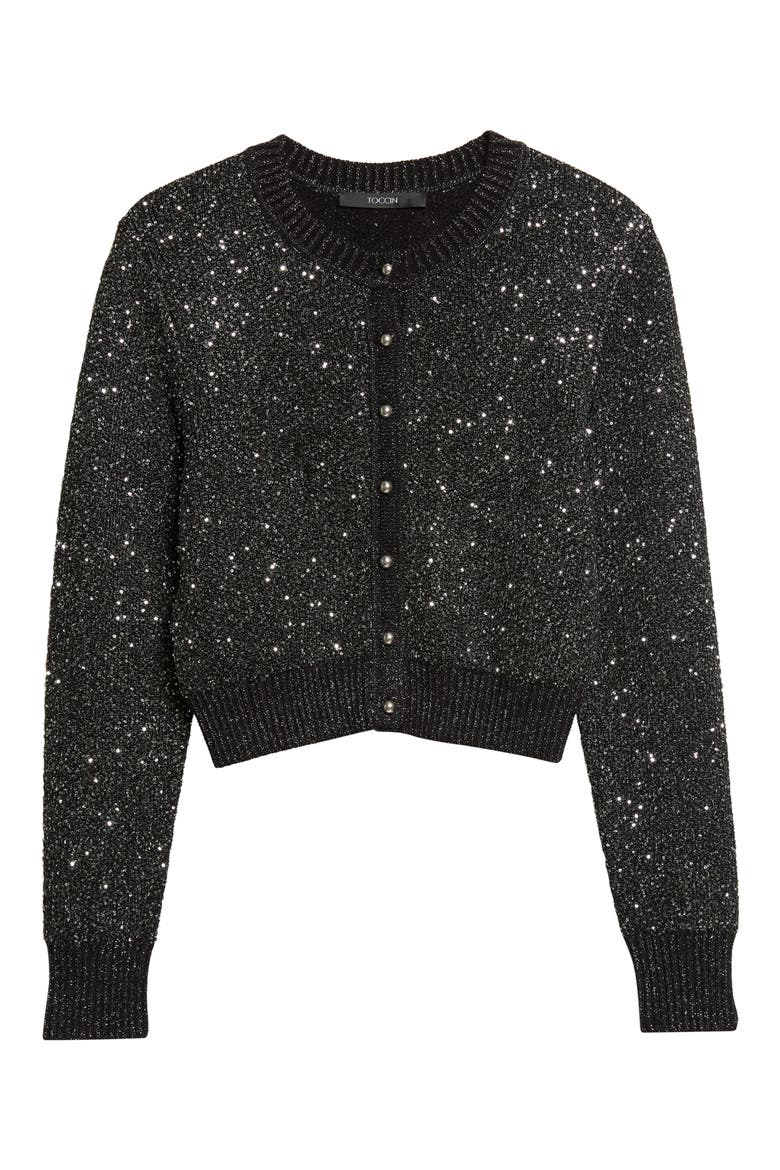 Mollie Sequin Cardigan, Alternate, color, ONYX