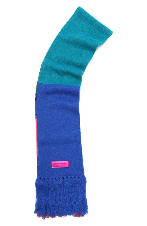 Kurt Geiger London Fuzzy Striped Long Scarf In Multi