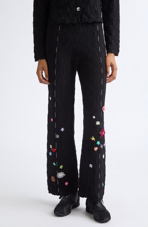 Floral Check Organic Cotton Sweater Pants