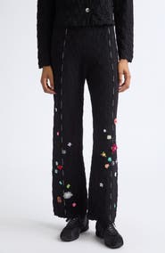 YanYan Floral Check Organic Cotton Sweater Pants