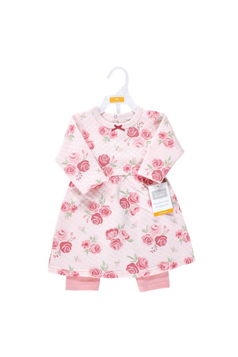 Quilted Cotton Dress and Leggings, Alternate, color, Blush Rose