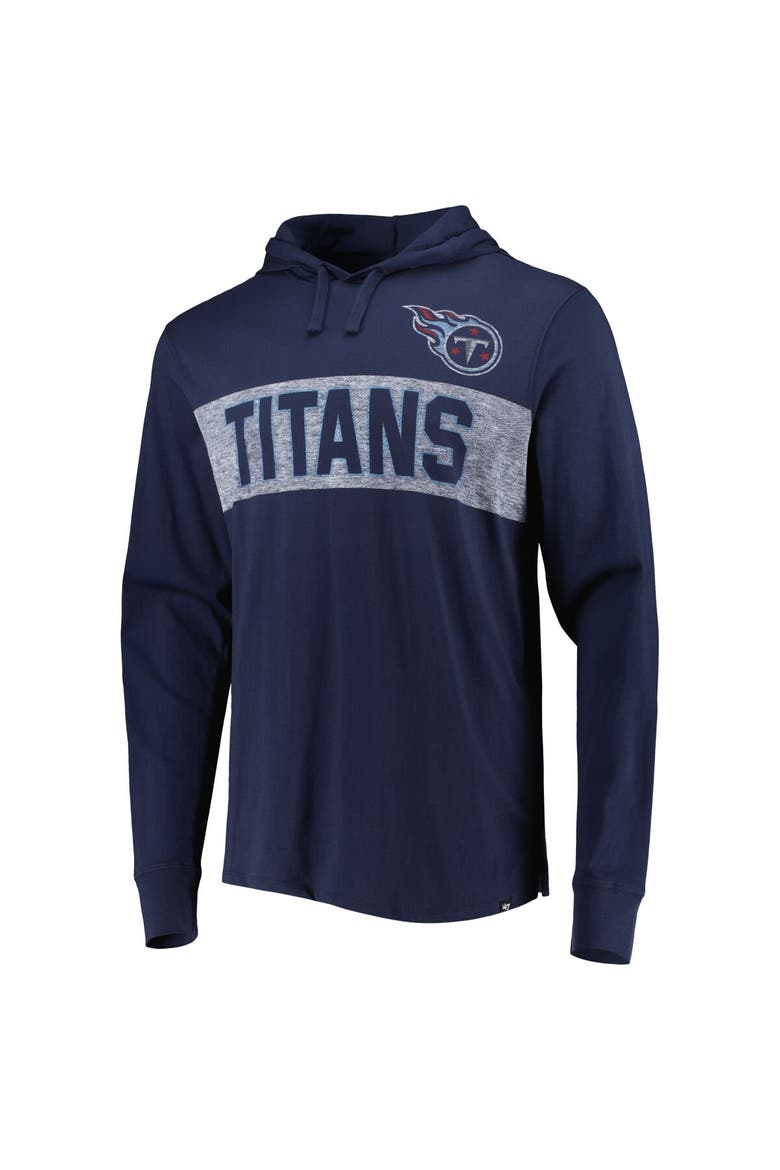 Men's '47 Navy Tennessee Titans Field Franklin Hooded Long Sleeve T-Shirt, Alternate, color, Navy