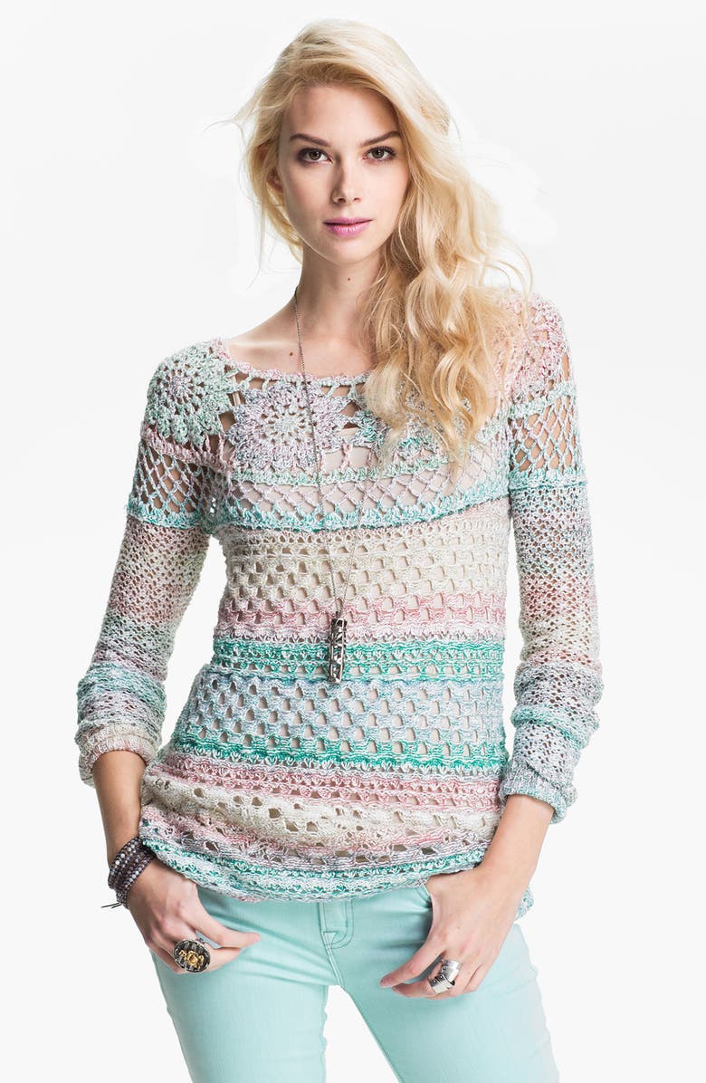 Free People 'Ring of Roses' Crochet Sweater, Main, color,