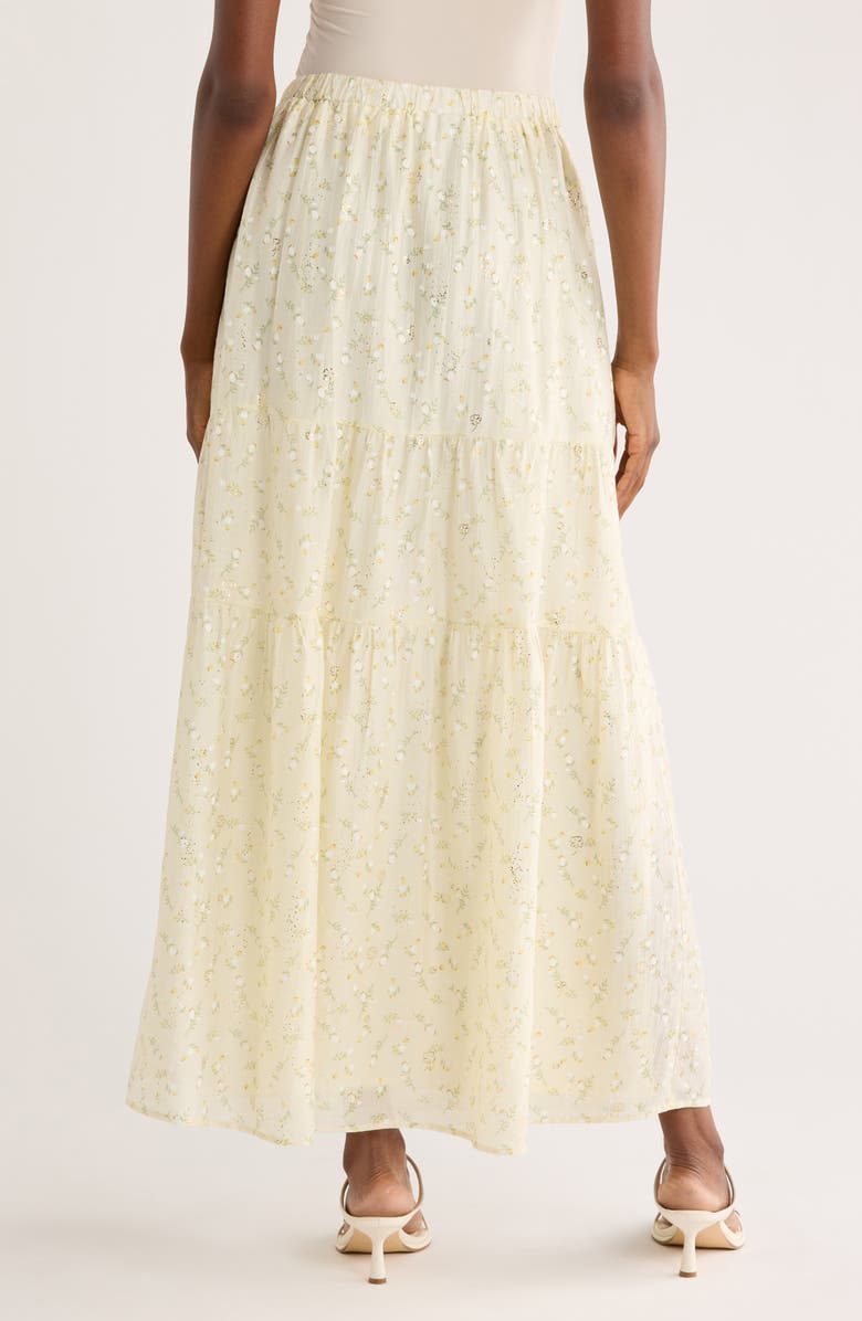 Bobeau Tiered Maxi Skirt, Alternate, color, Yellow/ Sage Floral