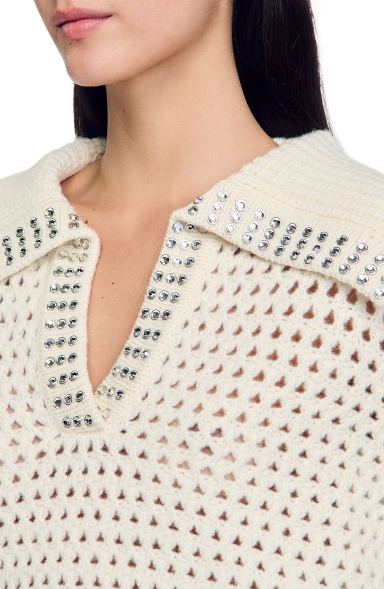 SANDRO Sailor-neck wool sweater, Alternate, color, 