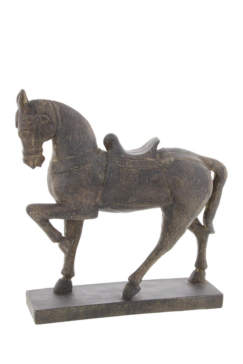 Traditional Resin Prancing Horse Sculpture, Alternate, color, BROWN
