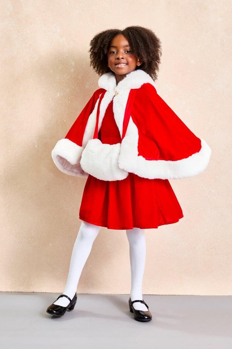 Velvet Dress for Girls, Alternate, color, Red