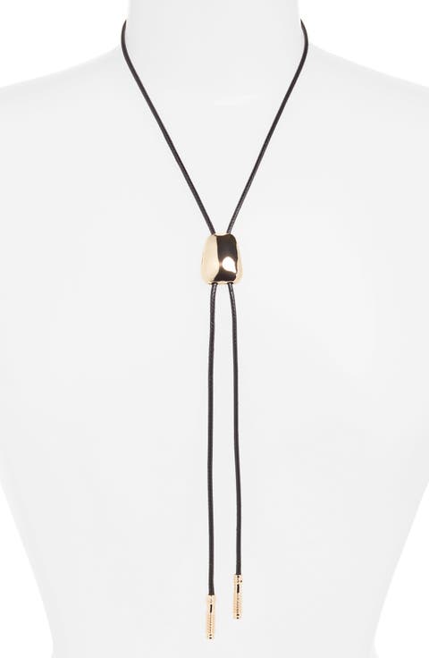 Faux Leather Bolo Necklace