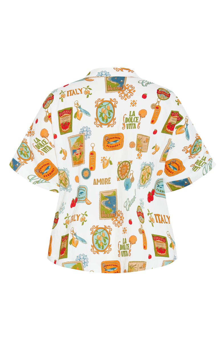 City Chic Amore Amalfi Print Button-Up Shirt, Alternate, color, 