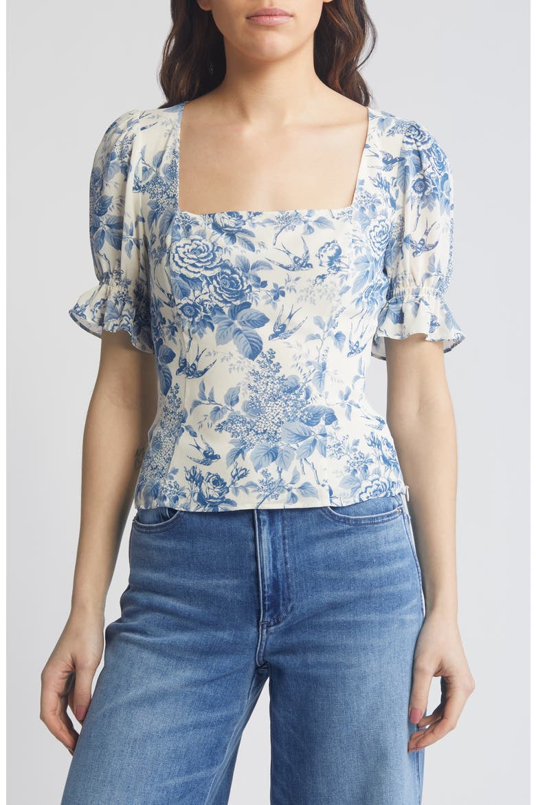 Constance Floral Print Puff Sleeve Top, Main, color, POMPADOUR