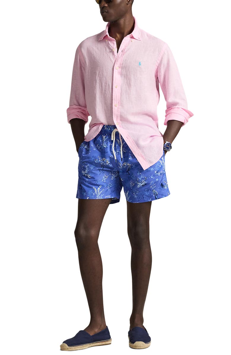 Polo Ralph Lauren Traveler Classic Print Swim Trunks, Alternate, color, Sunken Treasure Allover