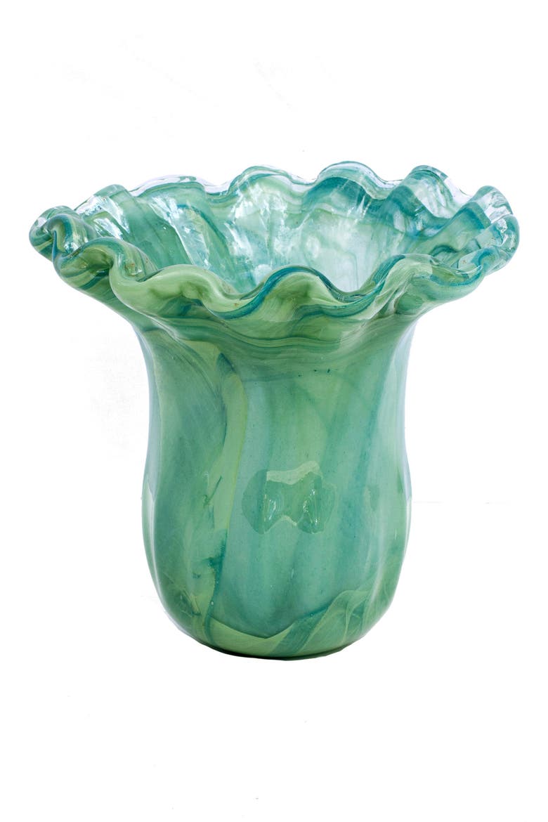 Onda Green Glass Small Tulip Vase, Main, color, GREEN