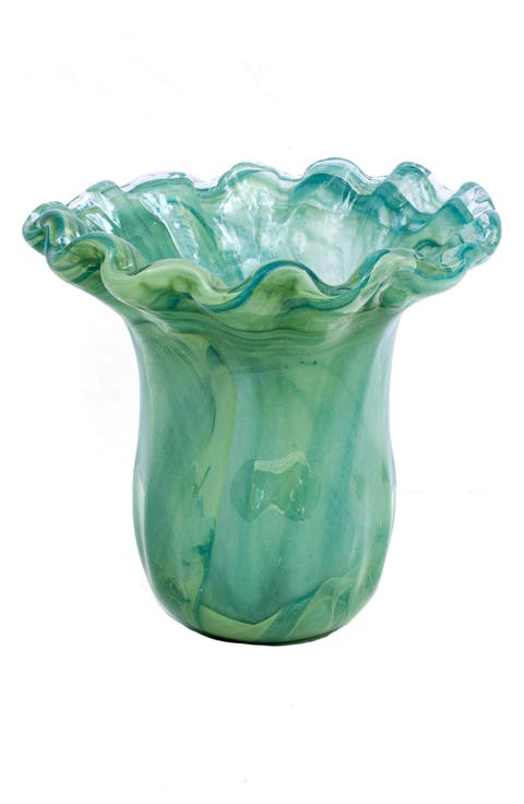 Onda Green Glass Small Tulip Vase