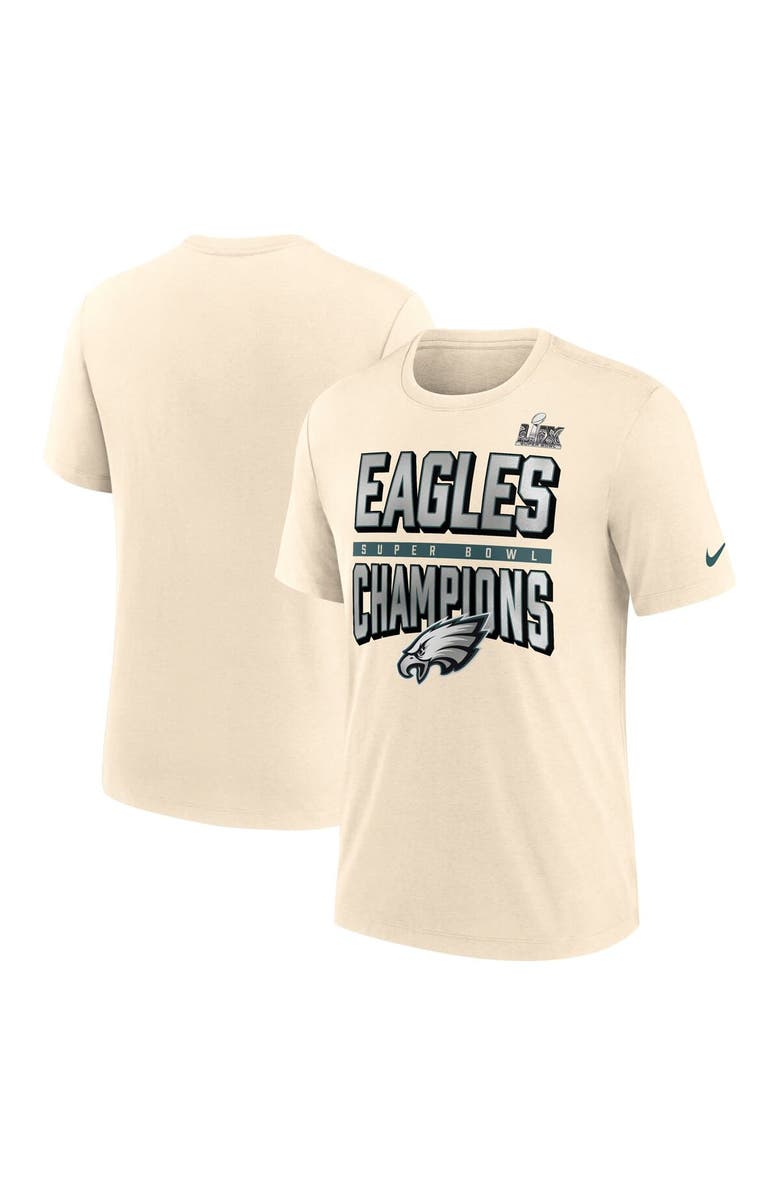 Nike Men's Nike Cream Philadelphia Eagles Super Bowl LIX Champions Strong Slant Tri-Blend T-Shirt, Alternate, color,