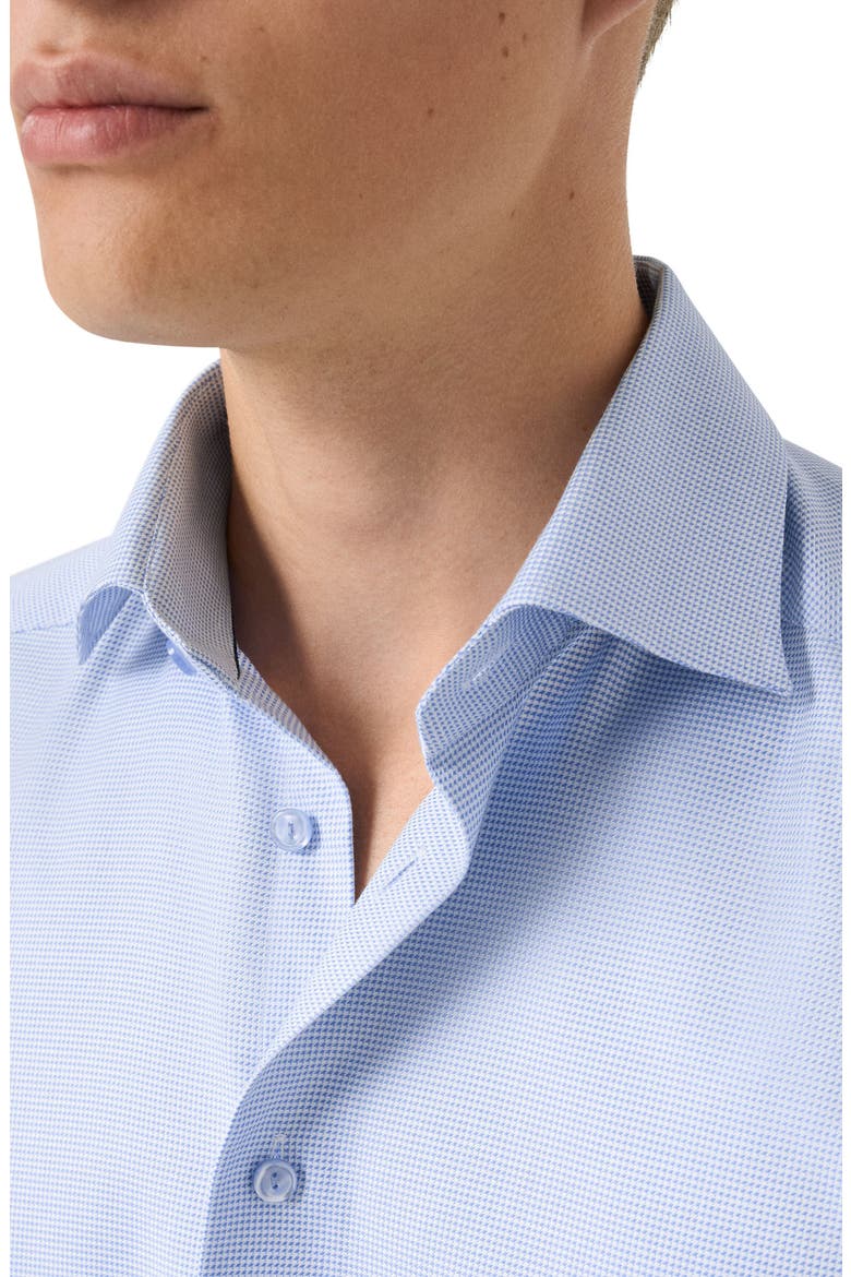 Contemporary Fit Houndstooth Twill Dress Shirt, Alternate, color, LIGHT BLUE