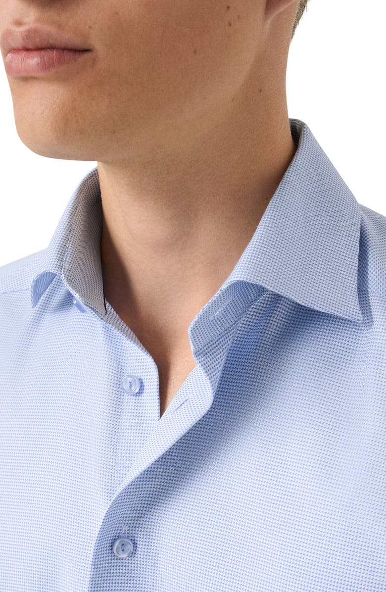 Eton Contemporary Fit Houndstooth Twill Dress Shirt, Alternate, color, Light Blue