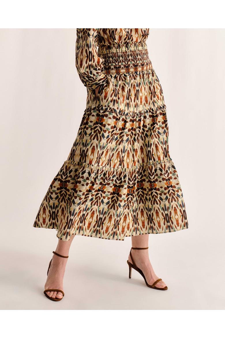 Kylie Smocked Midi Skirt, Alternate, color, Kaleidoscope Print