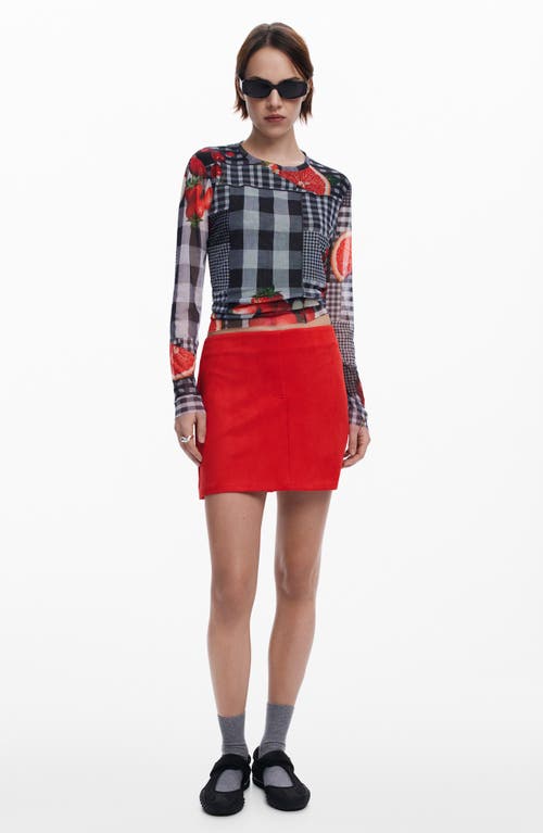 Desigual Suede Mini Skirt In Red