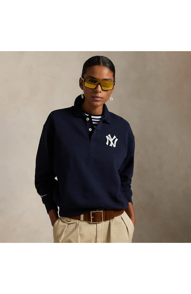 Polo Ralph Lauren Navy Yankees  Fleece Polo, Main, color, Navy