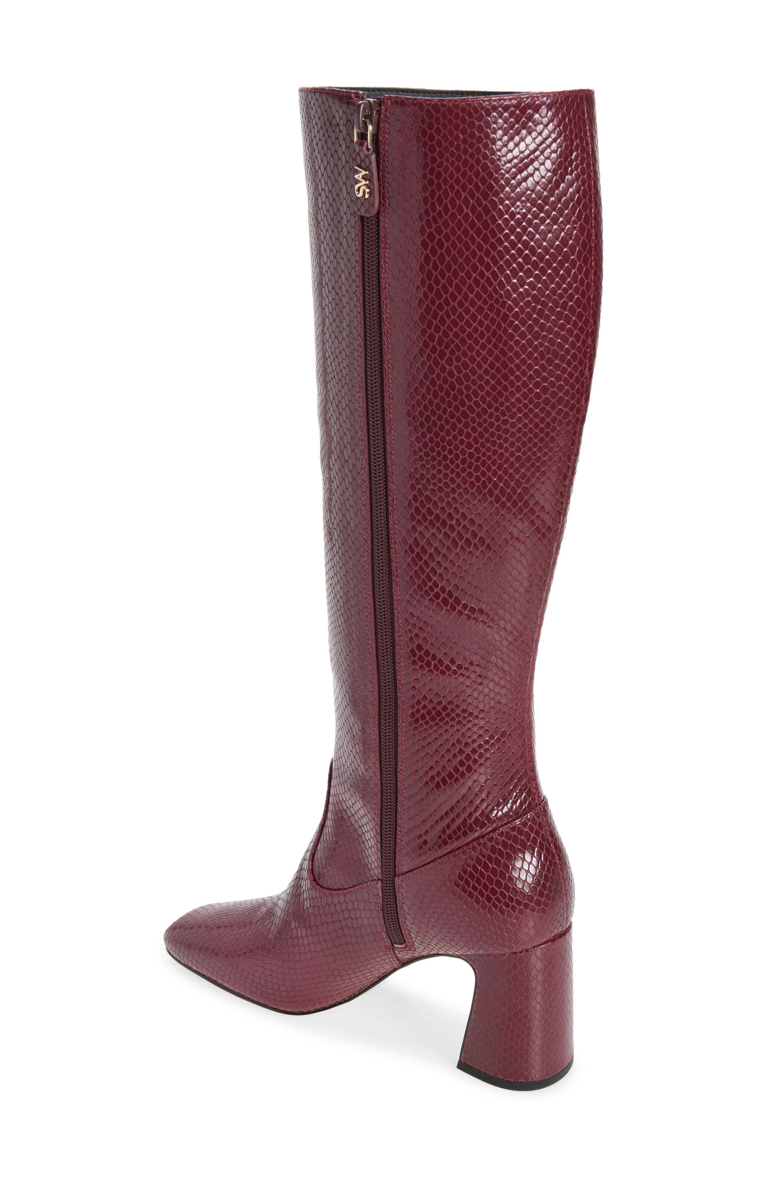 Simona Leather Knee High Boot, Alternate, color, CABERNET SNAKE
