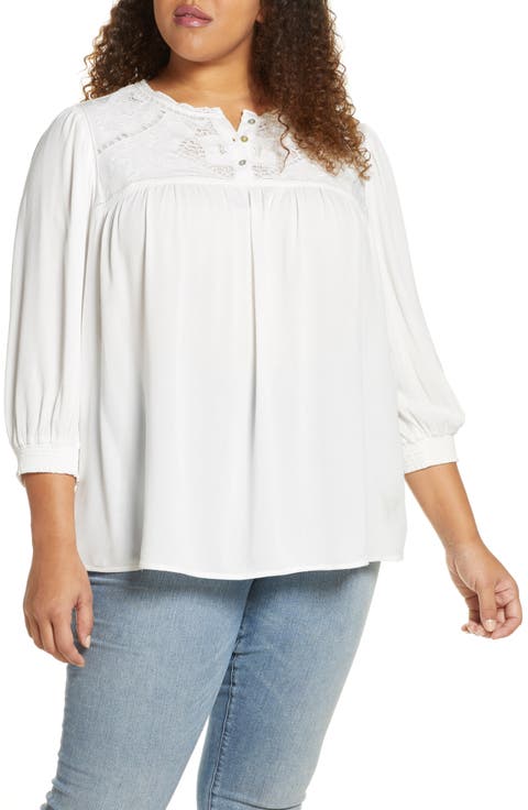 Daniel Rainn Lace Yoke Blouse
