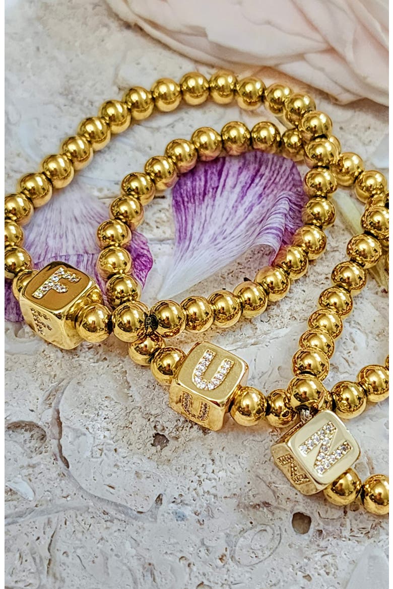 Crystal Initial Stretch Bracelet, Alternate, color, GOLD-C