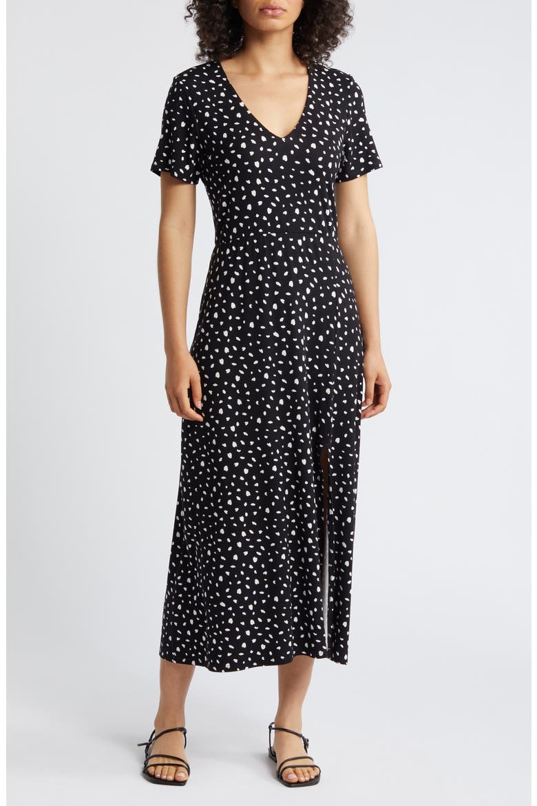 Print Maxi Dress, Main, color, BLACK/ NAT