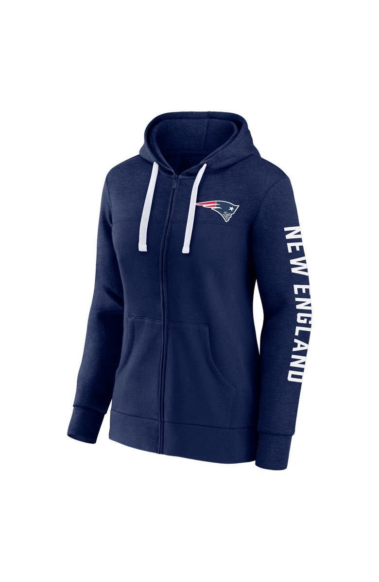 FANATICS Women's Fanatics Branded Heather Navy New England Patriots Plus Size City Ties Full-Zip Hoodie, Alternate, color, Heather Navy
