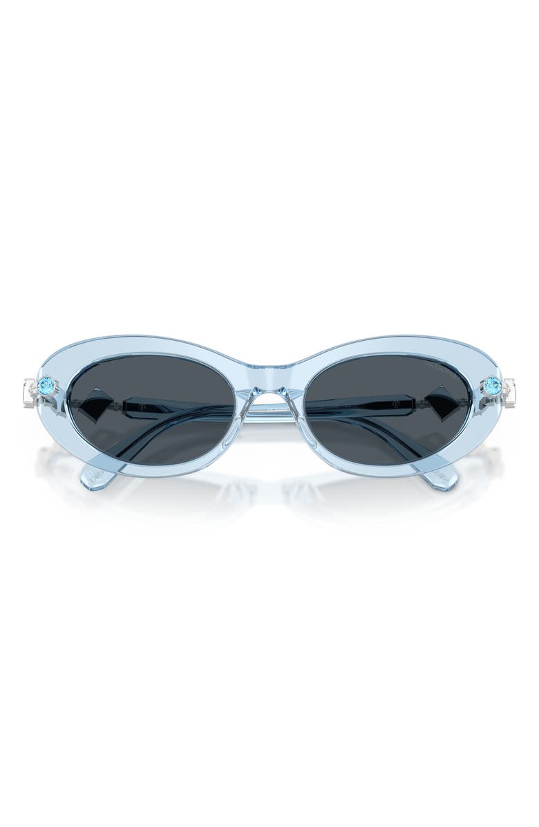 Swarovski 53mm Oval Sunglasses, Alternate, color, Light Blue / Dark Grey