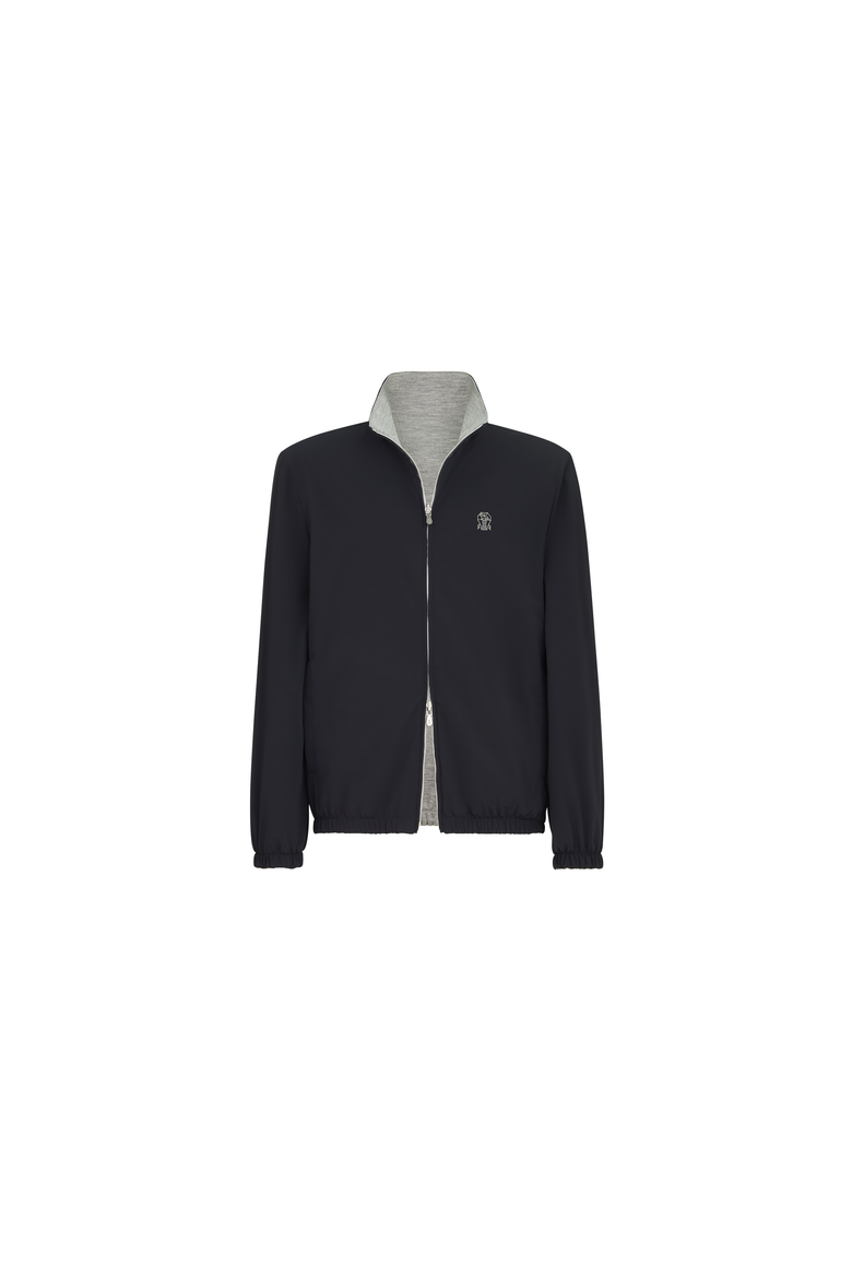 Bonded nylon reversible outerwear jacket with logo, Alternate, color, Navy Blue