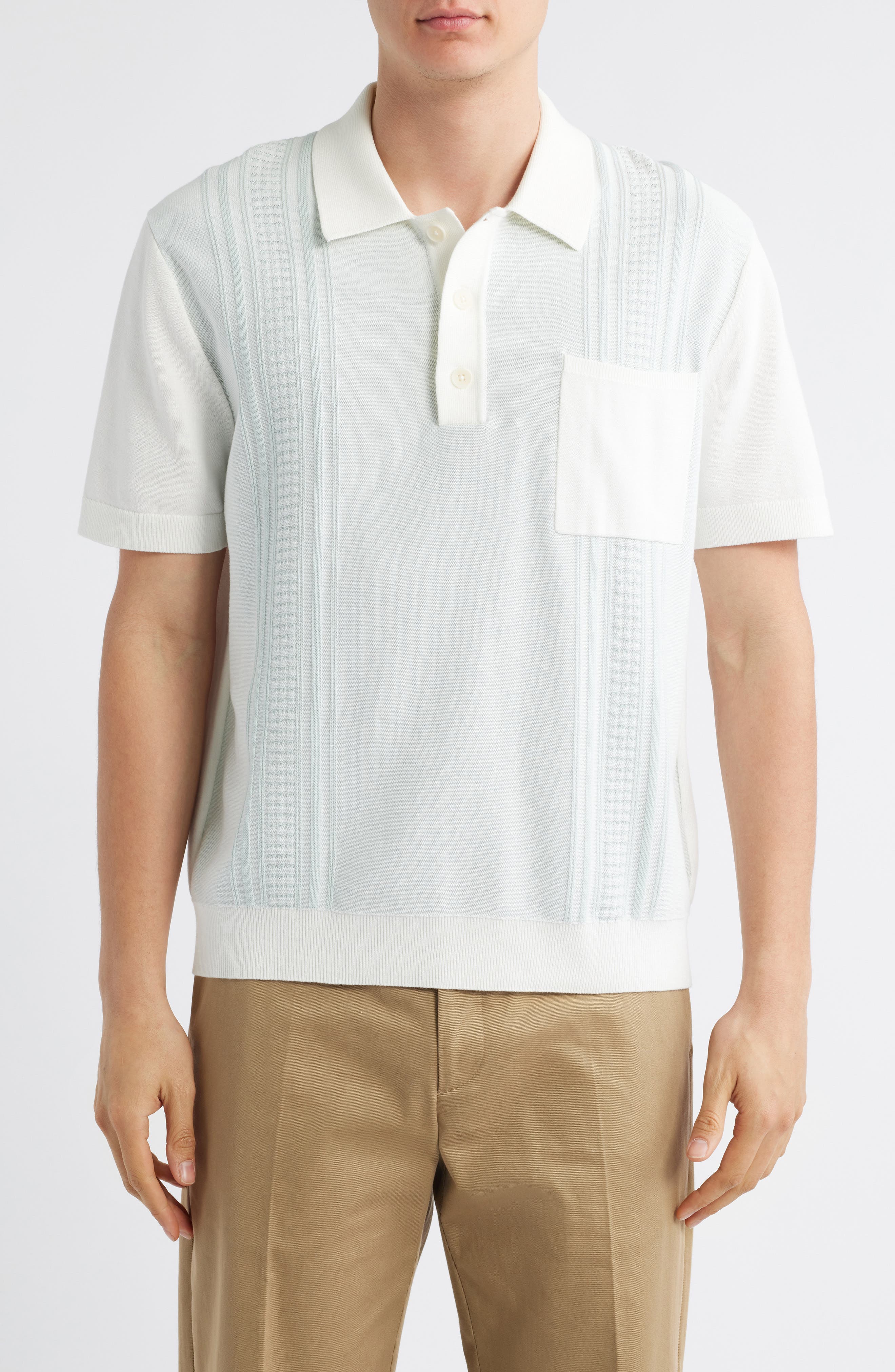 Wax London Turin Stripe Cotton Pocket Polo Sweater