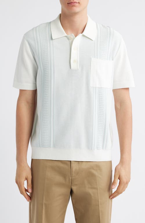 Wax London Turin Stripe Cotton Pocket Polo Sweater In White