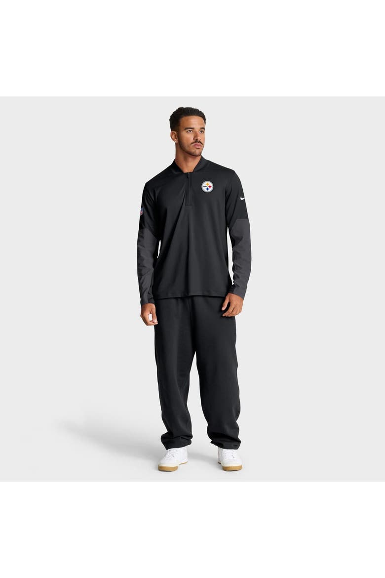Men's Nike Black Pittsburgh Steelers Sideline Dri-FIT Half-Zip Pullover, Alternate, color, Black