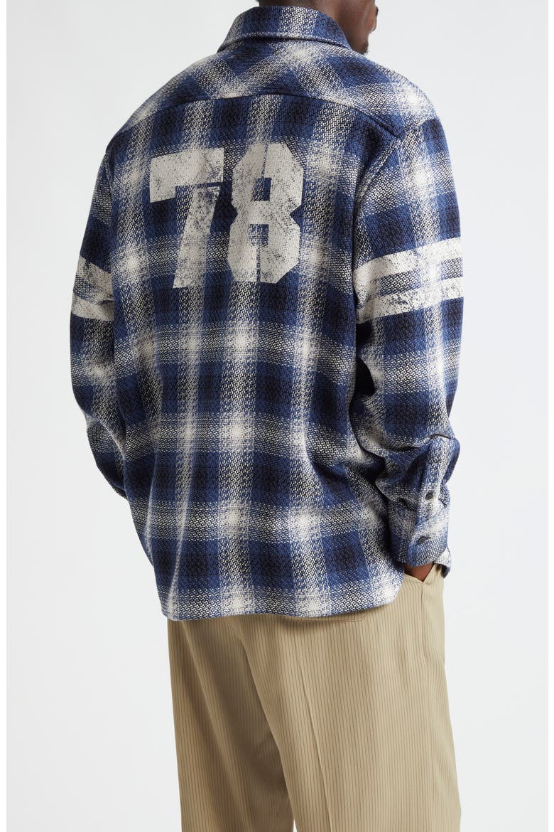 Journey Nolwenn Plaid Button-Up Overshirt, Alternate, color, ICE/ INDIGO