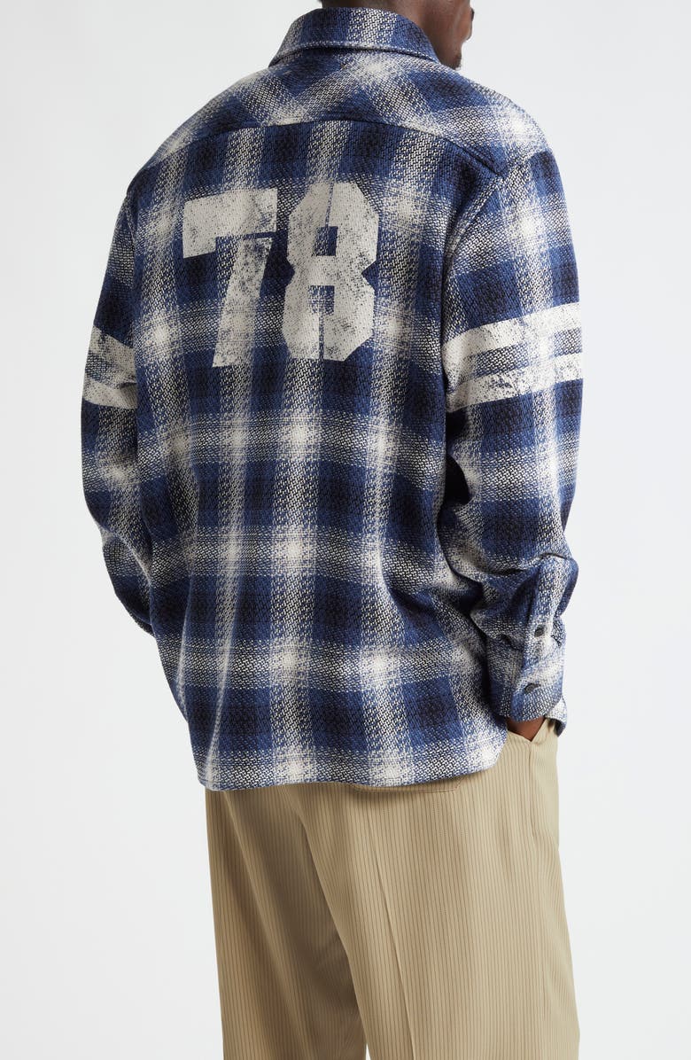 Golden Goose Journey Nolwenn Plaid Button-Up Overshirt, Alternate, color, Ice/ Indigo