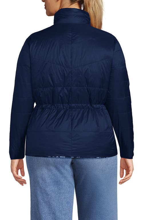 Lands' End Wanderweight Reversible Packable Down Jacket In Navy/deep Sea Navy Floral