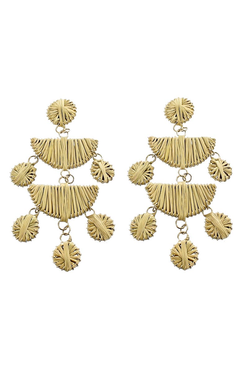 Panacea Rattan Geometric Drop Earrings, Main, color, Beige